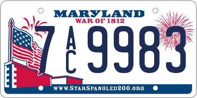 MD license plate 7AC9983
