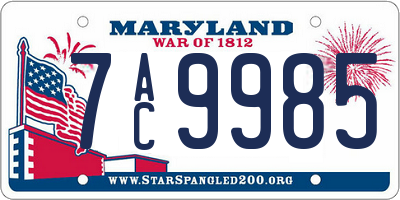 MD license plate 7AC9985
