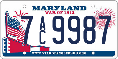 MD license plate 7AC9987