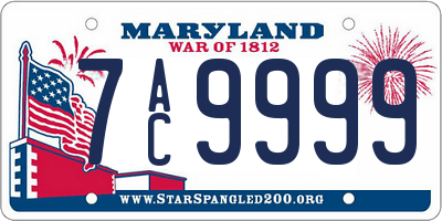 MD license plate 7AC9999