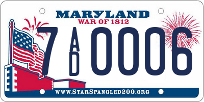 MD license plate 7AD0006