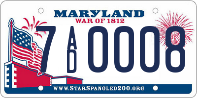 MD license plate 7AD0008