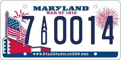 MD license plate 7AD0014