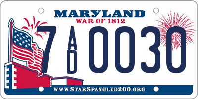 MD license plate 7AD0030