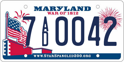 MD license plate 7AD0042