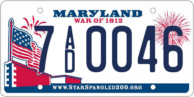 MD license plate 7AD0046