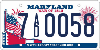 MD license plate 7AD0058