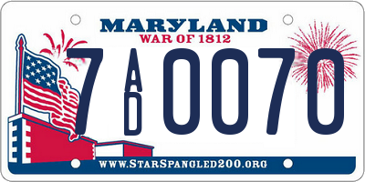 MD license plate 7AD0070