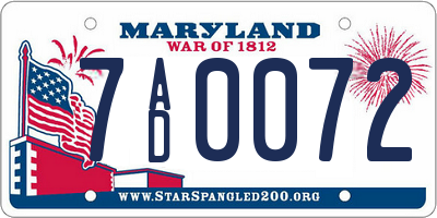 MD license plate 7AD0072