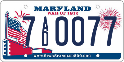 MD license plate 7AD0077