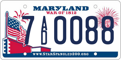 MD license plate 7AD0088