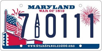 MD license plate 7AD0111