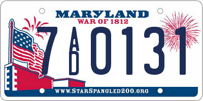MD license plate 7AD0131