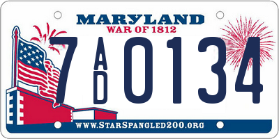 MD license plate 7AD0134