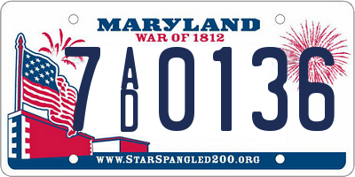 MD license plate 7AD0136