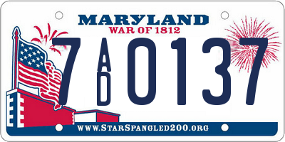 MD license plate 7AD0137