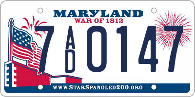 MD license plate 7AD0147
