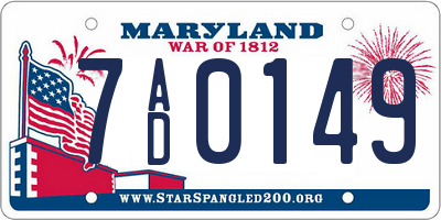 MD license plate 7AD0149