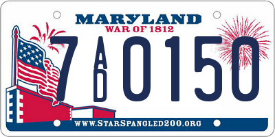 MD license plate 7AD0150
