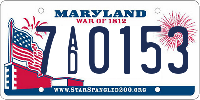 MD license plate 7AD0153
