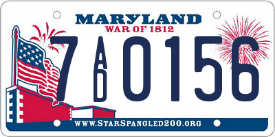 MD license plate 7AD0156