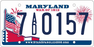 MD license plate 7AD0157