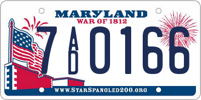 MD license plate 7AD0166