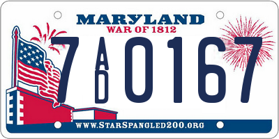 MD license plate 7AD0167
