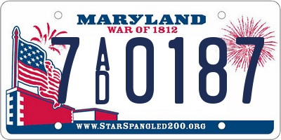 MD license plate 7AD0187