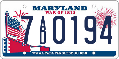 MD license plate 7AD0194