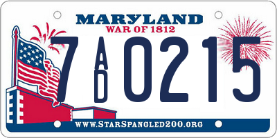 MD license plate 7AD0215