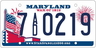 MD license plate 7AD0219
