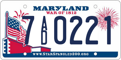 MD license plate 7AD0221