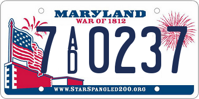MD license plate 7AD0237