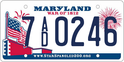 MD license plate 7AD0246