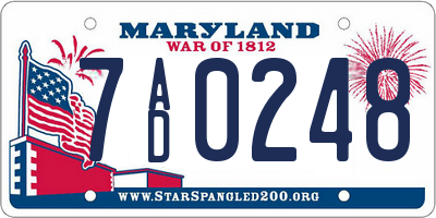 MD license plate 7AD0248