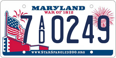 MD license plate 7AD0249