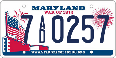 MD license plate 7AD0257