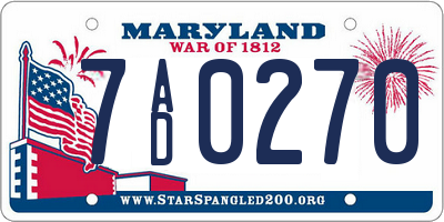 MD license plate 7AD0270