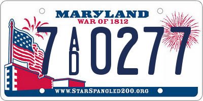 MD license plate 7AD0277