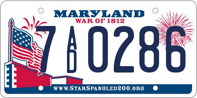 MD license plate 7AD0286