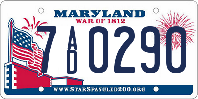 MD license plate 7AD0290