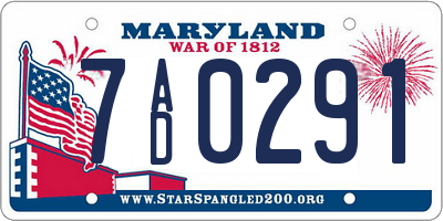 MD license plate 7AD0291
