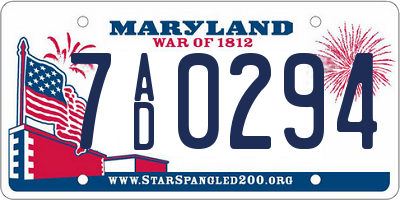 MD license plate 7AD0294