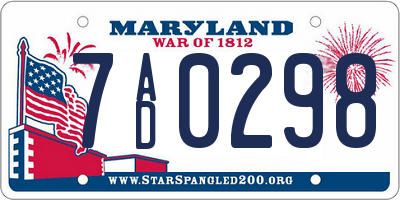 MD license plate 7AD0298