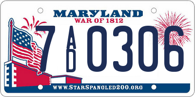 MD license plate 7AD0306