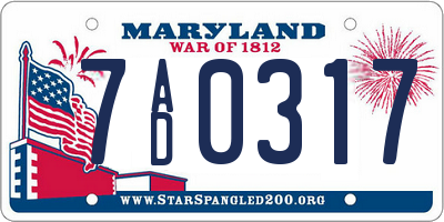 MD license plate 7AD0317