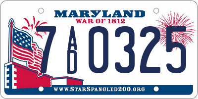 MD license plate 7AD0325
