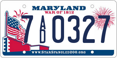 MD license plate 7AD0327