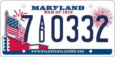 MD license plate 7AD0332